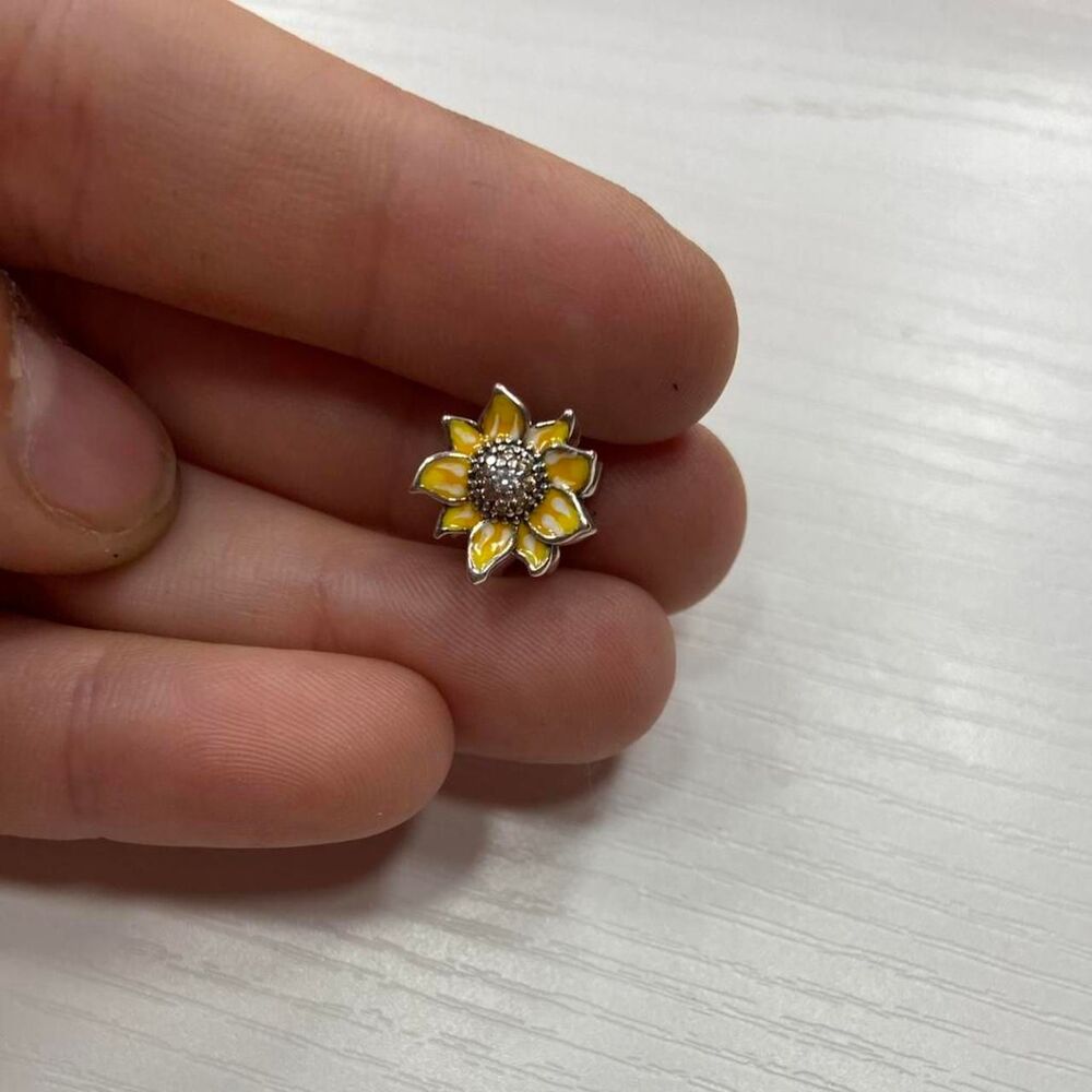 Yellow Sunflower Charm For Bracelet